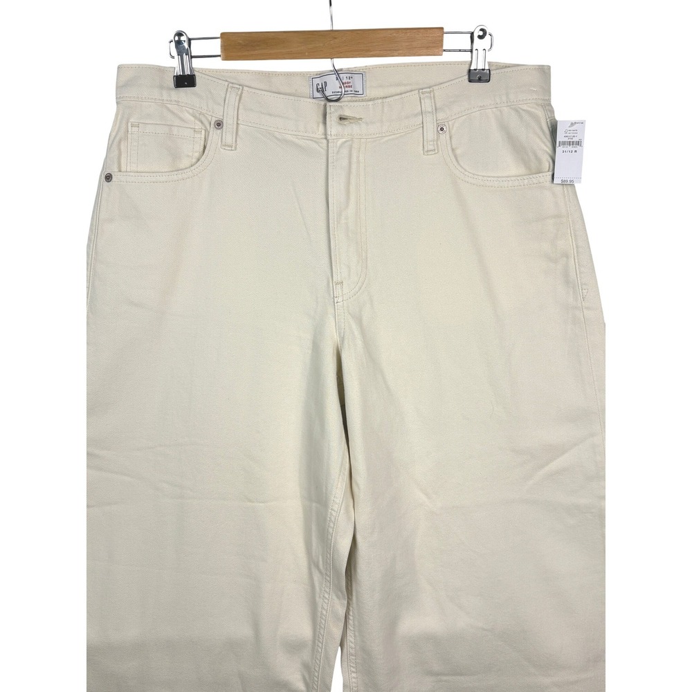 NWT Gap Women Baggy Mid Rise Wide Leg Jeans Crop Ecru Off-White Denim Sz 31 12R - Picture 5 of 15
